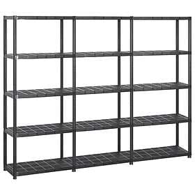 vidaXL Storage Shelf 5 Shelves Black 213x38x170 cm Plastic 3059856