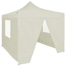 vidaXL Party Tent 2x2m (Cream White) Steel with 4 walls