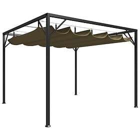 vidaXL Pavilion with retractable roof 3x3m taupe 180g/m²