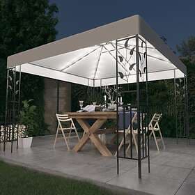 vidaXL Paviljong med ljusslinga LED 3x3 m vit 3070311