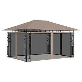 vidaXL Paviljong med myggnät 4x3x2.73 m taupe 180g/m² 312252