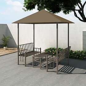 vidaXL Pavilion with table and benches 2.5x1.5m taupe 180g/m²