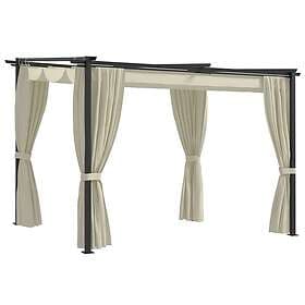 vidaXL Pavilion with curtains 3x3 m cream white steel