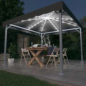 vidaXL Paviljong med ljusslinga LED 300x300 cm antracit aluminium 3070343