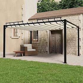 vidaXL Pavilion with louvered roof 3x4m cream white fabric aluminum
