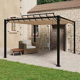 vidaXL Paviljong med lamelltak 3x3 m taupe tyg och aluminium 313925