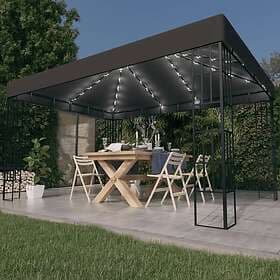 vidaXL Paviljong med ljusslinga LED 3x4 m antracit 3070323
