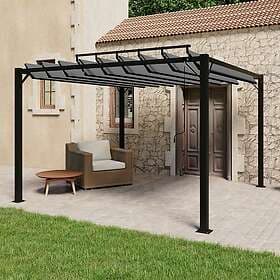 vidaXL Paviljong med lamelltak 3x3 m antracit tyg och aluminium 313926