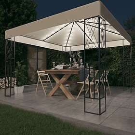 vidaXL Pavilion with light string LED 3x3m cream white fabric