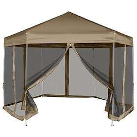 vidaXL Pop-Up tält sexkantigt med sidoväggar 3.6x3.1 m taupe 220g/m² 362013