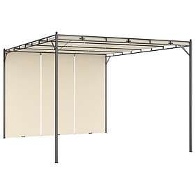 vidaXL Pavilion with curtains 4x3m cream white steel