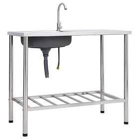 vidaXL Campingbänk med handfat och kran i rostfritt stål 151214