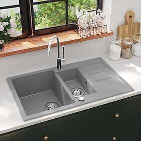 vidaXL 142951 Double Granite Sink (Grey)