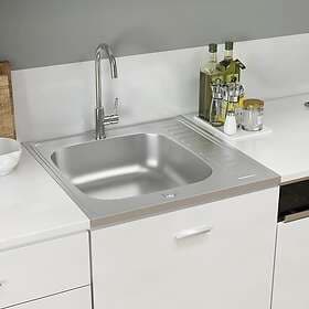 vidaXL Kitchen Sink with Drainer Silver 600x600x155 mm Stainless Steel