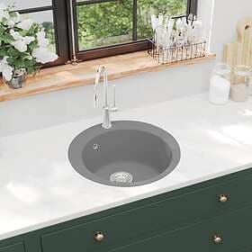 vidaXL Kitchen Sink Granite Single Round Grey