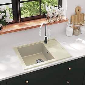 vidaXL Oval Granite Sink Beige