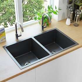 vidaXL 145085 Handmade Sink Black Stainless Steel