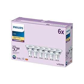 Philips LED-spotlight klar finish GU10 4.6 W varmt vitt ljus 2700 K (paket om 6)