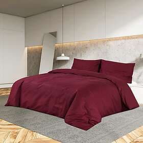 vidaXL Bedset vinröd 225x220 cm bomull 136188