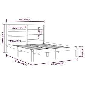 vidaXL Bed Frame vit massiv furu 120x200 cm enkelsäng 3104929