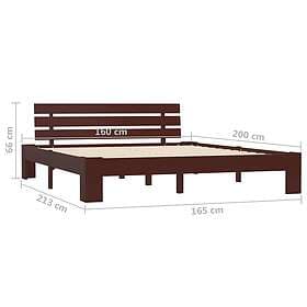 vidaXL Bed Frame dark brown solid pine 160x200 cm