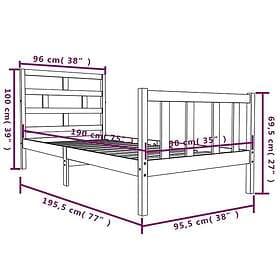 vidaXL Bed Frame massiv furu 90x190 cm 3101313