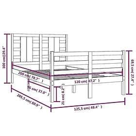 vidaXL Bed Frame massiv furu 120x200 cm 3104278