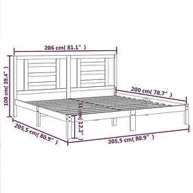 vidaXL Bed Frame svart massiv furu 200x200 cm 3104372