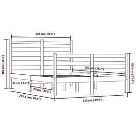 vidaXL Bed Frame massiv furu 120x200 cm vit 3103709