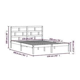 vidaXL Bed Frame black solid wood 150x200 cm