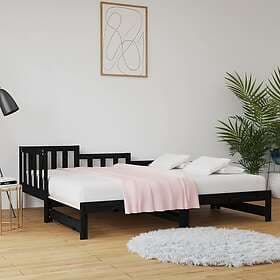 vidaXL Utdragbar dagbädd svart 2x(90x190) cm massiv furu 820750