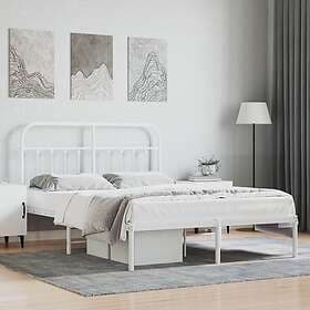 vidaXL Bed Frame med huvudgavel metall vit 150x200 cm 352629