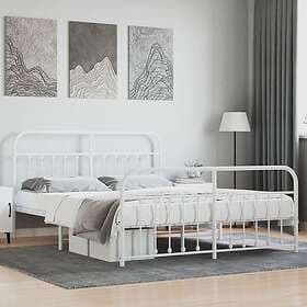 vidaXL Bed Frame med huvudgavel och fotgavel vit metall 160x200 cm 352648