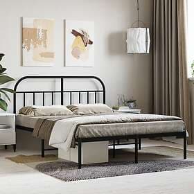 vidaXL Bed Frame med huvudgavel metall svart 135x190 cm 353634