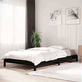 vidaXL Stapelbar säng svart 100x200 cm massivt furu 820391