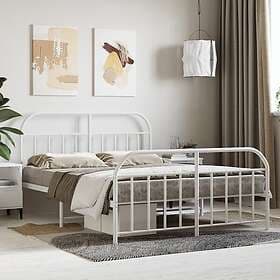 vidaXL Bed Frame med huvudgavel och fotgavel vit metall 150x200 cm 353704