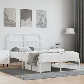 vidaXL Bed Frame med huvudgavel metall vit 120x190 cm 352624