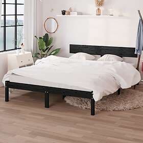 vidaXL Bed Frame svart massiv furu 120x200 cm 810146