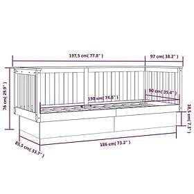 vidaXL Dagbädd svart 90x190 cm massiv furu 821583