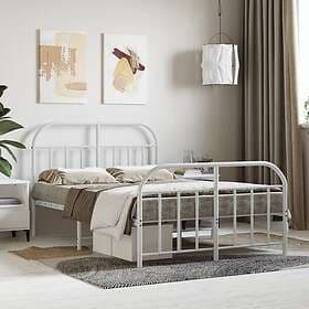 vidaXL Bed Frame med huvudgavel och fotgavel vit metall 120x200 cm 353700