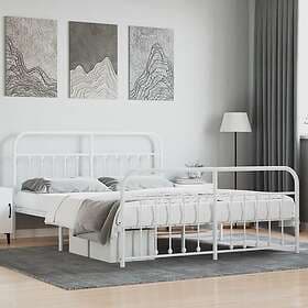 vidaXL Bed Frame med huvudgavel och fotgavel vit metall 183x213 cm 352650