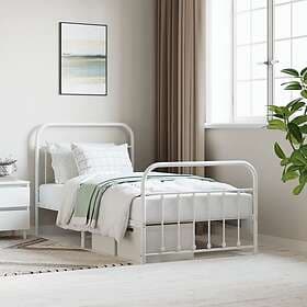 vidaXL Bed Frame med huvudgavel och fotgavel vit metall 100x190 cm 352639