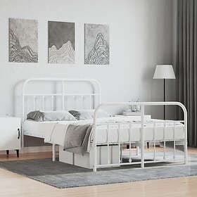 vidaXL Bed Frame med huvudgavel och fotgavel vit metall 120x190 cm 352642