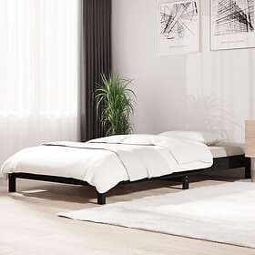 vidaXL Stapelbar säng svart 75x190 cm massivt furuträ 820411