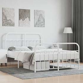 vidaXL Bed Frame med huvudgavel och fotgavel vit metall 135x190 cm 352644