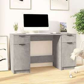 vidaXL Desk med sidoskåp betonggrå konstruerat trä 3115911