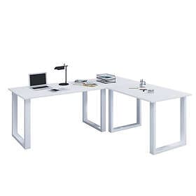 VCM NORDIC Lona U-feet hörnskrivbord natur trä och vit metall (160x130x50)