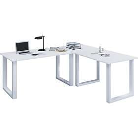 VCM NORDIC Lona U-feet hörnbord vitt trä och metall (130x130x50)