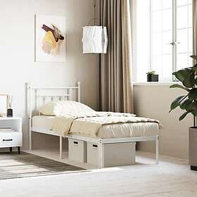 vidaXL Bed Frame med huvudgavel metall vit 75x190 cm 353576