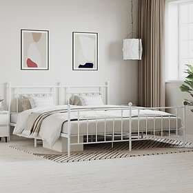 vidaXL Bed Frame med huvudgavel och fotgavel vit metall 193x203 cm 353610